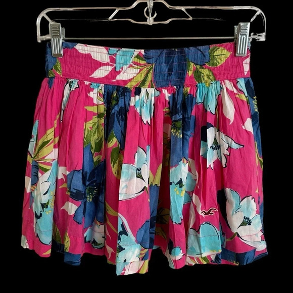 Hollister Y2K size small pink floral mini skirt summer cute elastic waist lined - Picture 1 of 4